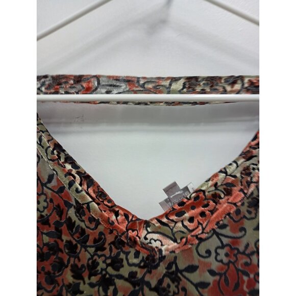 Avenue Womens BOHO Whimsygoth Top 18/20 Red Floral Velvet Burnout Bell Sleeve - Picture 5 of 11